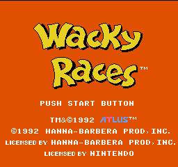Wacky Races title screen for NES
